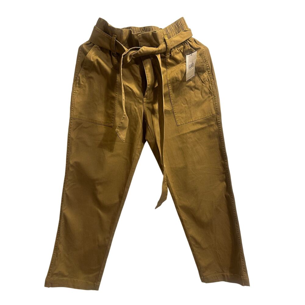 Cabi Discovery Trouser Pants Size 0 Cumin Paperbag Waist Belted Crop NWT